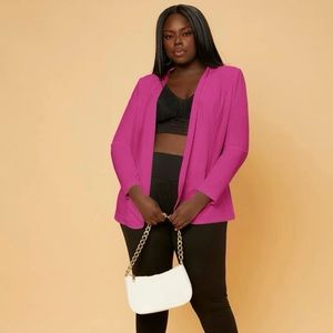 Plus Solid Open Front Blazer